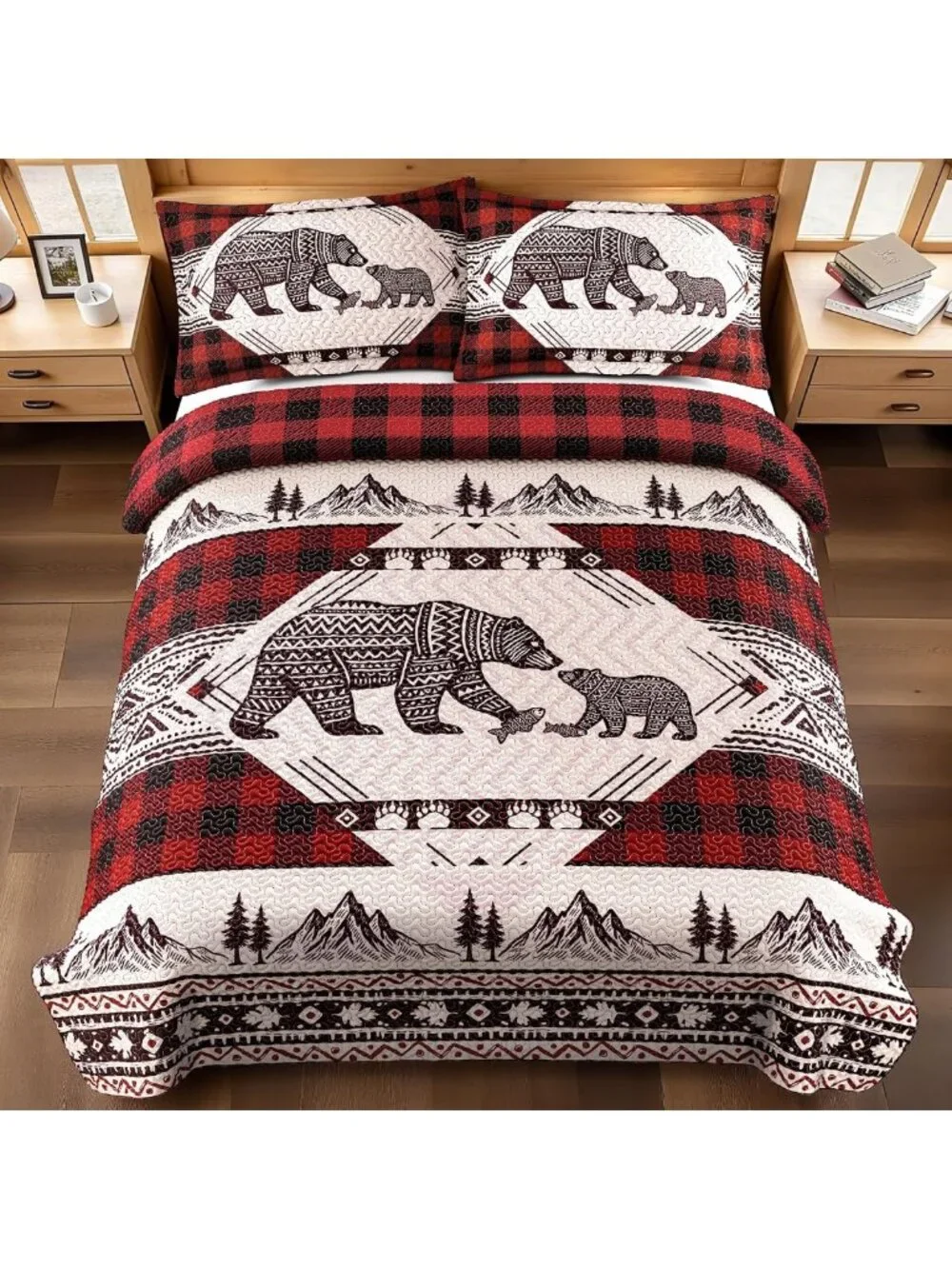 Cozy 3-Piece Rustic Quilt Set - Reversible Microfiber Bedding, Patchwork